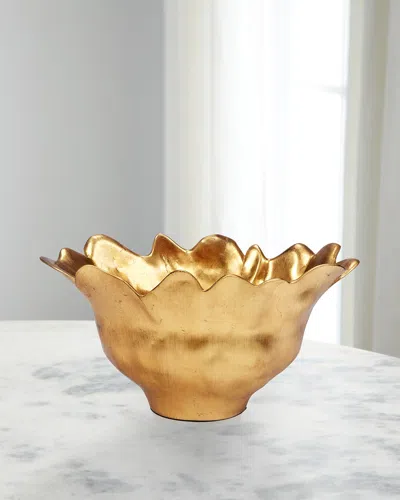Old World Design Hibbs 22" Washed Oval Decorative Object In Gold