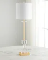 Old World Design Kingston Crystal Buffet Lamp With White Linen Shade In Clear