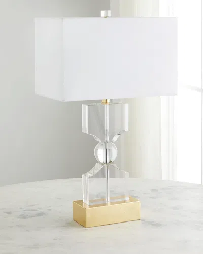 Old World Design Kingston Crystal Table Lamp With Gold Base & White Linen