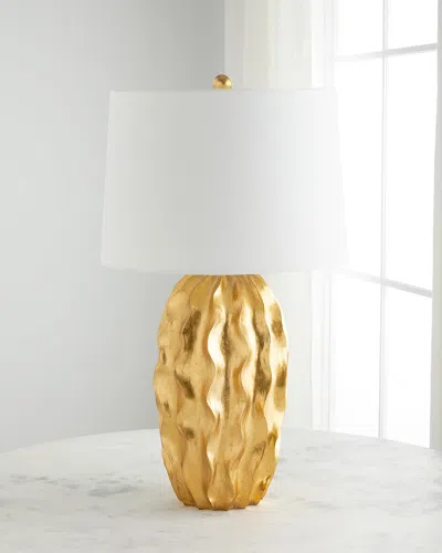 Old World Design Large Stanton Gold Leaf Wave Table Lamp