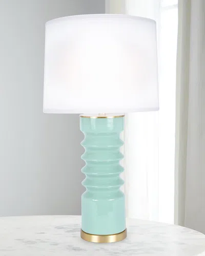 Old World Design Lennon Celadon Ceramic Table Lamp In Blue