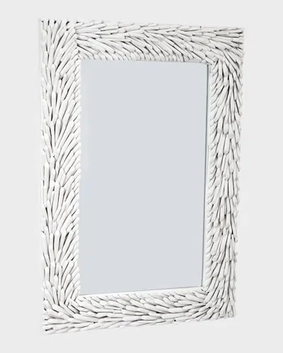 Old World Design Lyra Carved Wood 39" Wall Mirror In White