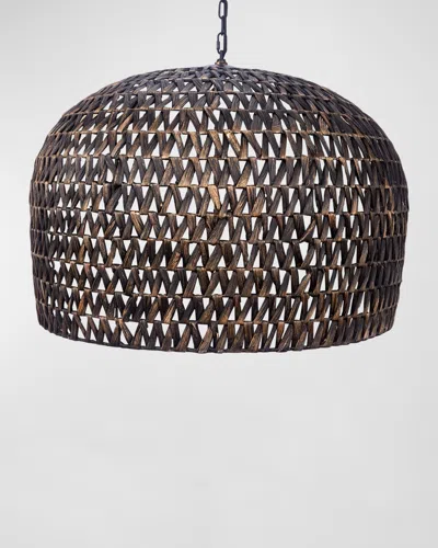 Old World Design Marley Woven Water Hyacinth Chandelier In Black Wash