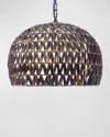 Old World Design Marley Woven Water Hyacinth Pendant Light In Black Wash