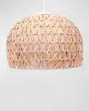 Old World Design Marley Woven Water Hyacinth Pendant Light In White Wash