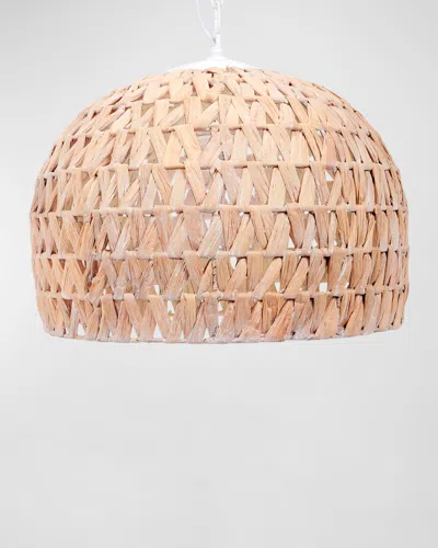 Old World Design Marley Woven Water Hyacinth Pendant Light In White Wash