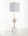 Old World Design Selenite Buffet Lamp In White/gold