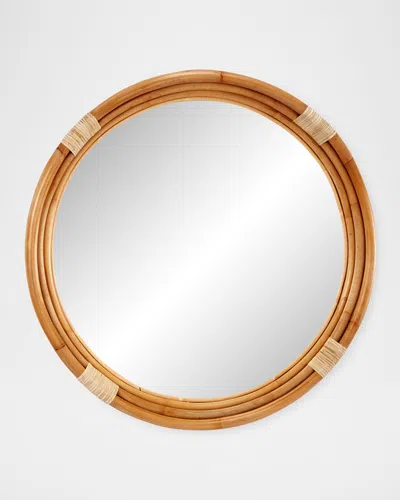 Old World Design Sienna 35" Large Rattan Mirror In Brown