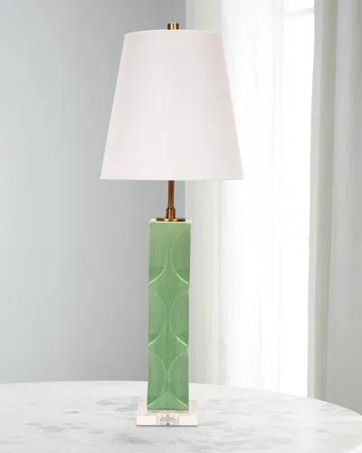 Old World Design Tracy 33" Ceramic Table Lamp With Linen Shade In Green