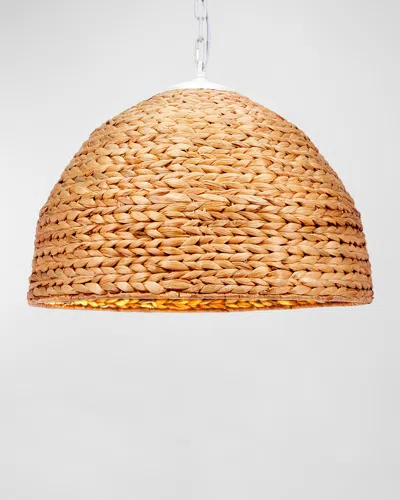 Old World Design Woven Water Hyacinth Maris Pendant Light In Natural