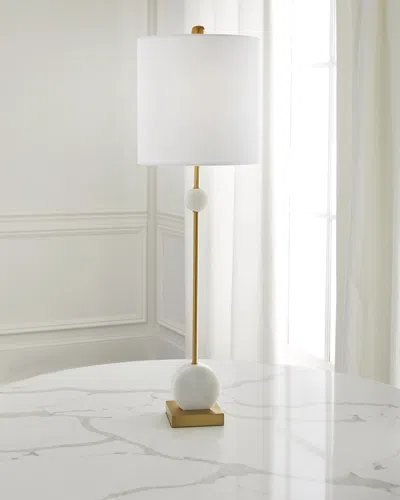 Old World Design Wren White Marble Disc Lamp