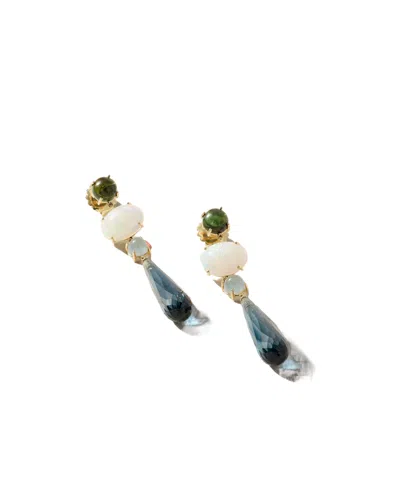 Ole Lynggaard Copenhagen Lotus 18-karat Gold Multi-stone Earrings In Blue