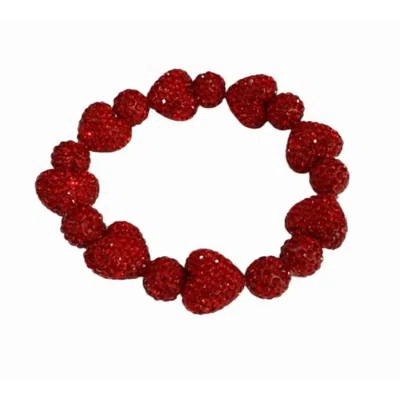 Ole Women's Rhinestone Heart Beaded Bracelet In Red