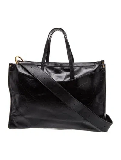 Pre-owned Oleada Leather Top Handle Bag In Black