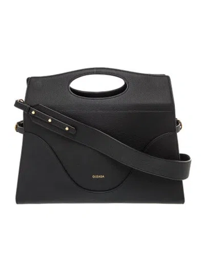 Pre-owned Oleada Leather Top Handle Bag In Black