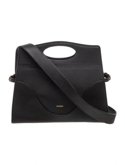 Pre-owned Oleada Leather Top Handle Bag In Black