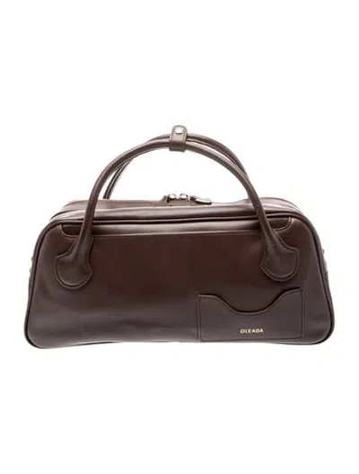 Pre-owned Oleada Leather Top Handle Bag In Brown