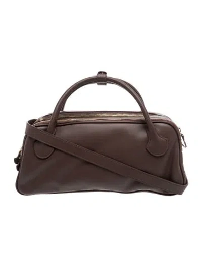 Pre-owned Oleada Leather Top Handle Bag In Brown/grey
