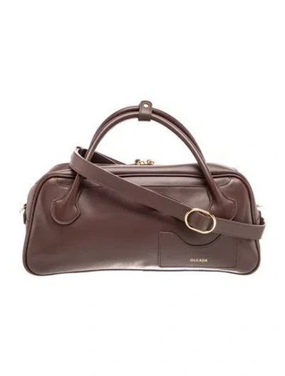 Pre-owned Oleada Leather Top Handle Bag In Grey