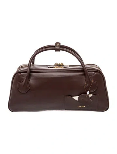 Pre-owned Oleada Leather Top Handle Bag W/ Tags In Brown