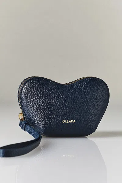 Oleada Mini Heart Cosmetic Bag In Blue