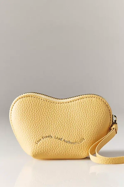 Oleada Mini Heart Cosmetic Bag In Yellow