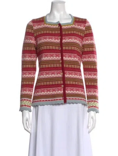 Pre-owned Oleana Alpaca Striped Sweater In Red