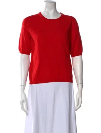 Pre-owned Oleana Merino Wool Crew Neck Top In Red