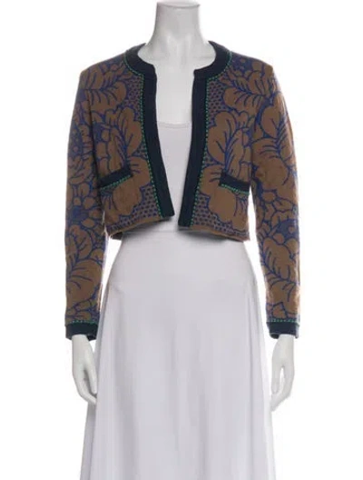 Pre-owned Oleana Merino Wool Floral Print Sweater In Purple