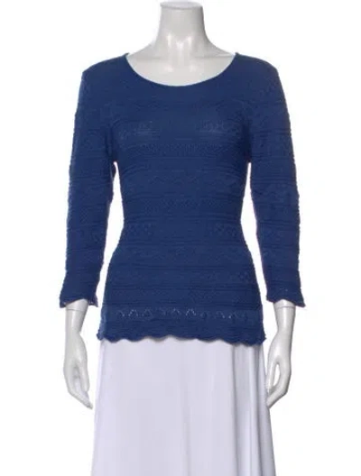 Pre-owned Oleana Merino Wool Patterned Sweater In Blue