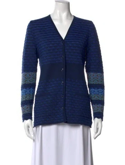 Pre-owned Oleana Merino Wool Patterned Sweater In Blue