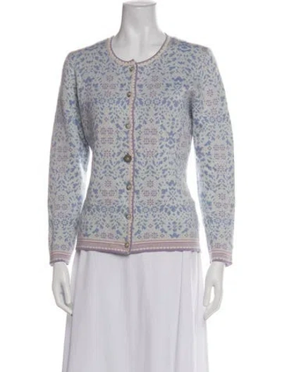 Pre-owned Oleana Merino Wool Patterned Sweater In Purple