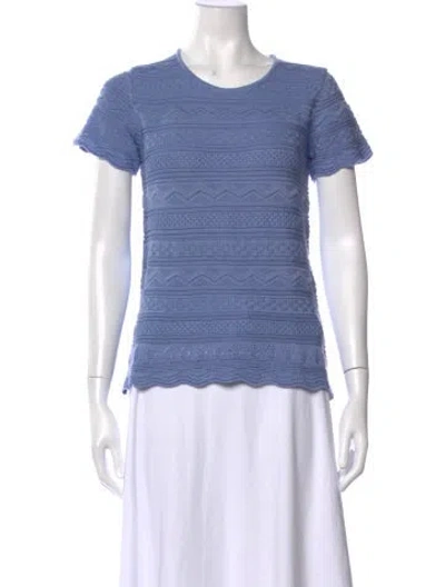 Pre-owned Oleana Merino Wool Patterned Top In Blue