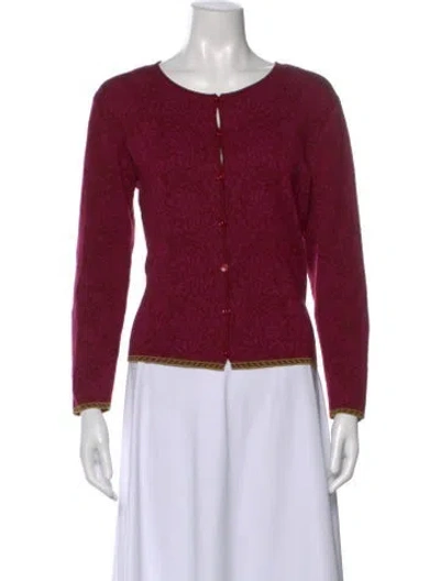 Pre-owned Oleana Wool Patterned Sweater In Burgundy