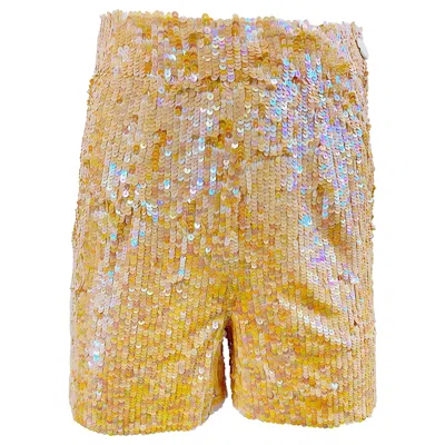 Pre-owned Oleg Cassini 1980s Shorts Salmon Pink Fully Sequined Vintage 80s High Waisted