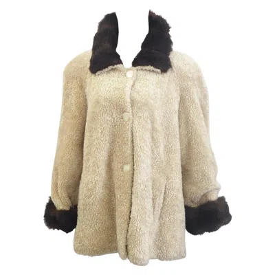 Pre-owned Oleg Cassini 1990s Vintage Beige Black Unisex Jacket In Good Condition