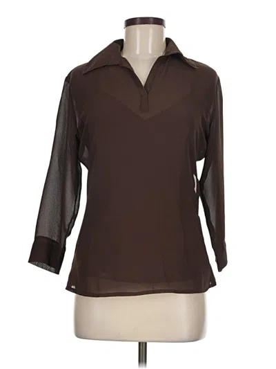 Pre-owned Oleg Cassini 3/4 Sleeve Blouse In Brown