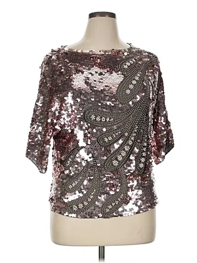 Pre-owned Oleg Cassini 3/4 Sleeve Top Pink Cold Shoulder Neckline Tops