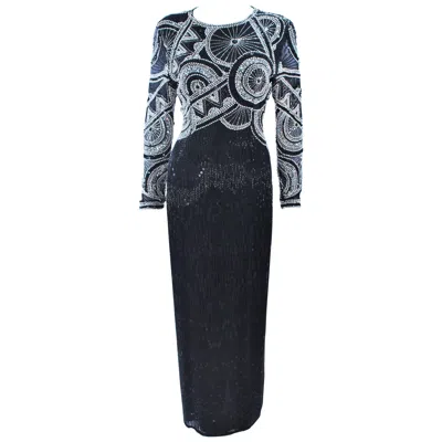 Pre-owned Oleg Cassini 'black Tie' Beaded Gown Size 6
