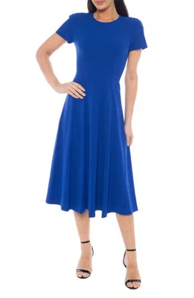Oleg Cassini Crepe A-line Dress In Blue