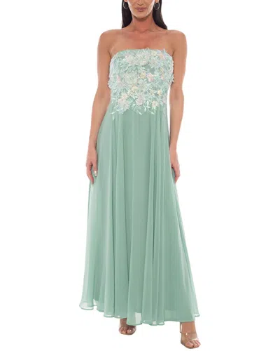 Oleg Cassini Embellished Maxi Dress In Green