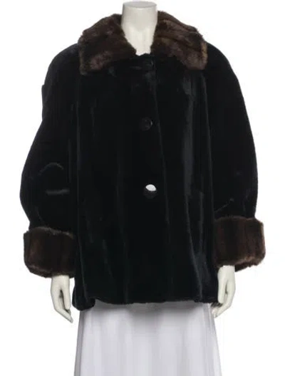 Pre-owned Oleg Cassini Faux Fur Coat In Black