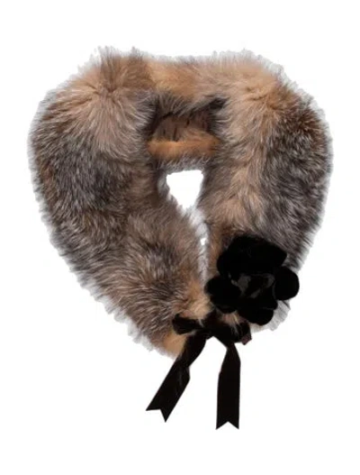 Pre-owned Oleg Cassini Fur Shawl In Brown/neutrals