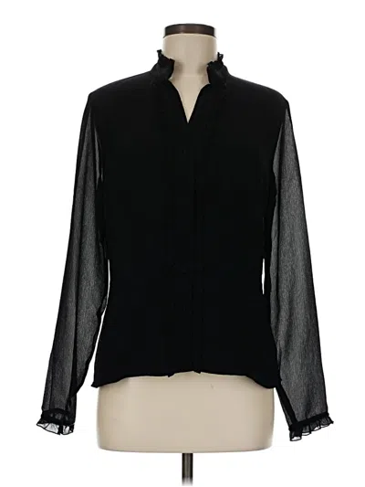 Pre-owned Oleg Cassini Long Sleeve Blouse In Black