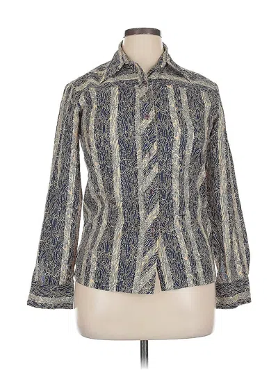 Pre-owned Oleg Cassini Long Sleeve Blouse In Brown