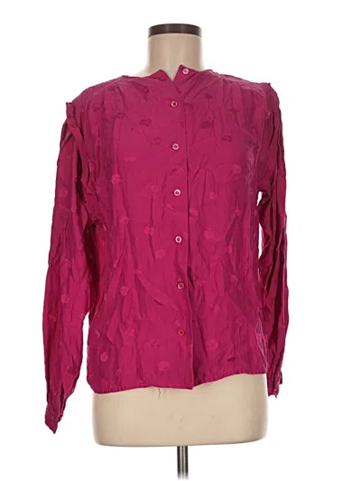 Pre-owned Oleg Cassini Long Sleeve Blouse In Burgundy