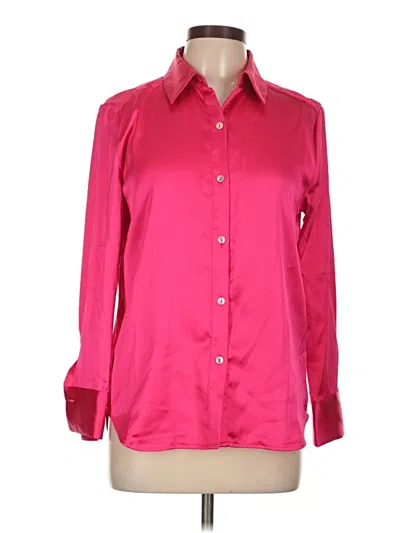 Pre-owned Oleg Cassini Long Sleeve Blouse In Pink