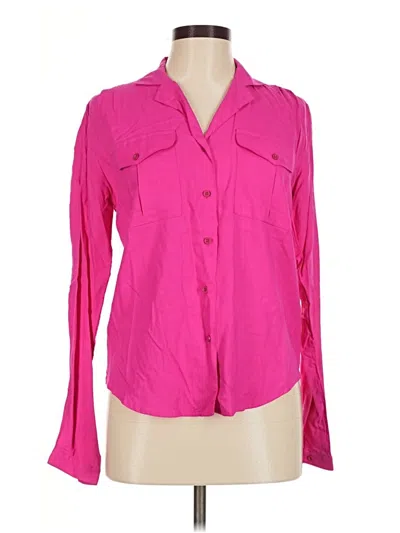 Pre-owned Oleg Cassini Long Sleeve Blouse In Pink
