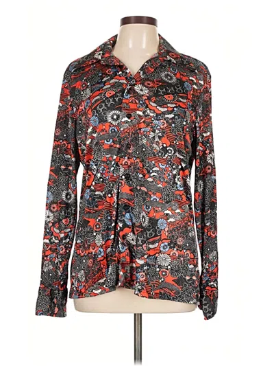 Pre-owned Oleg Cassini Long Sleeve Blouse In Red