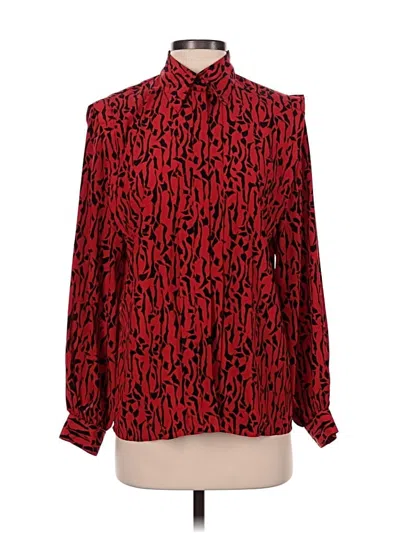 Pre-owned Oleg Cassini Long Sleeve Blouse In Red